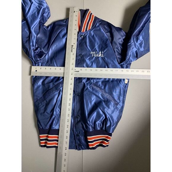 Vintage Butwin Satin Blue Jacket Mens XS Bomber Coat Snap 80s USA - Picture 9 of 16